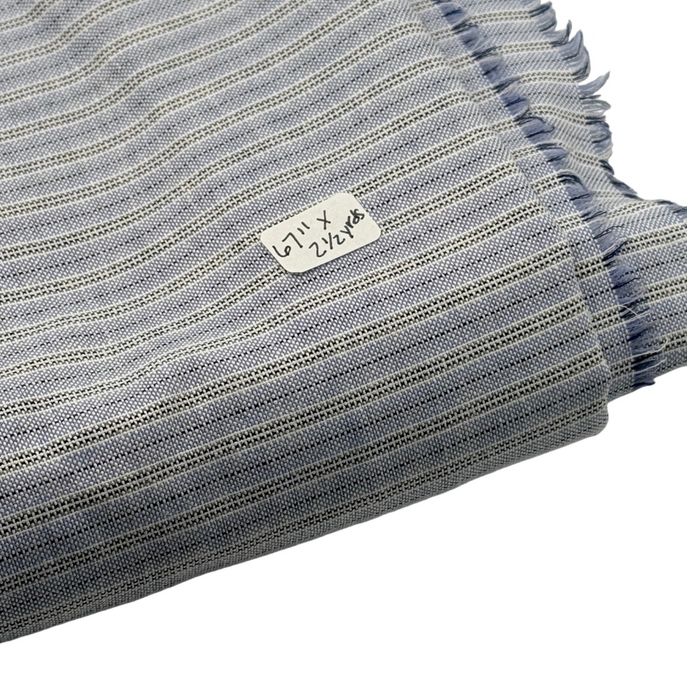 Woven Striped Fabric Sewing Craft Material Blue White 67" x 2.5 Yards